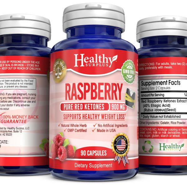 Red Raspberry Ketones - 900 mg - 90 capsules - Healthy Surplus