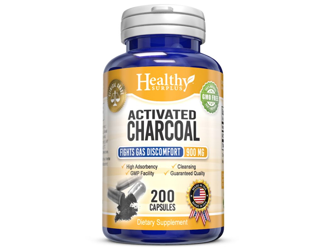 Activated Charcoal - 900 MG - 200 Capsules - Healthy Surplus